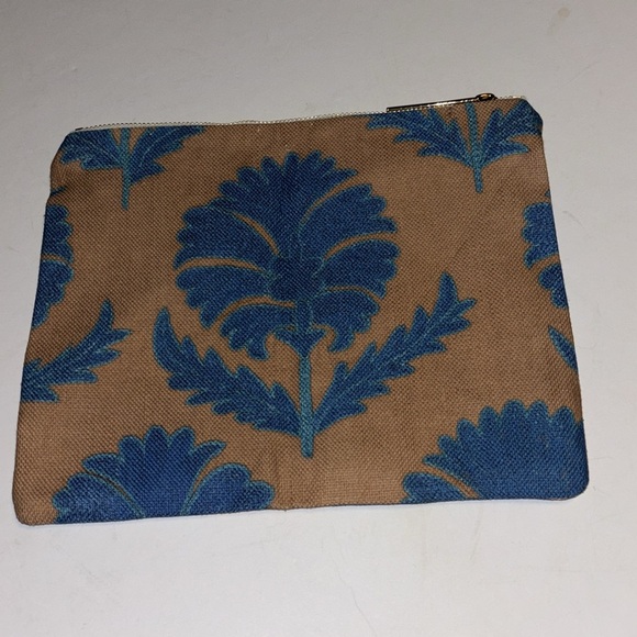 ST. FRANK TURQUOISE DAISY AND TAN DESIGN JUTE LIKE CANVAS BAG MULTI USE BAG - Picture 3 of 7